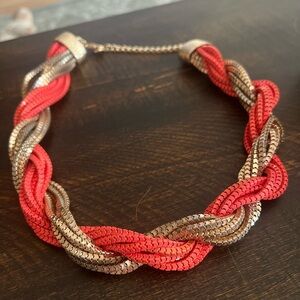 Francesca’s Chunky Orange & Gold Statement Necklace